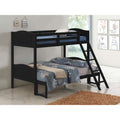 Black Twin Full Bunk Bed With Arched Headboard Full Black Wood Bedroom Transitional Rubberwood Bunk Wood