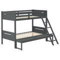 Grey Twin Full Bunk Bed With Built In Ladder Twin Grey Wood Gray Bedroom Transitional Rubberwood Bunk Wood