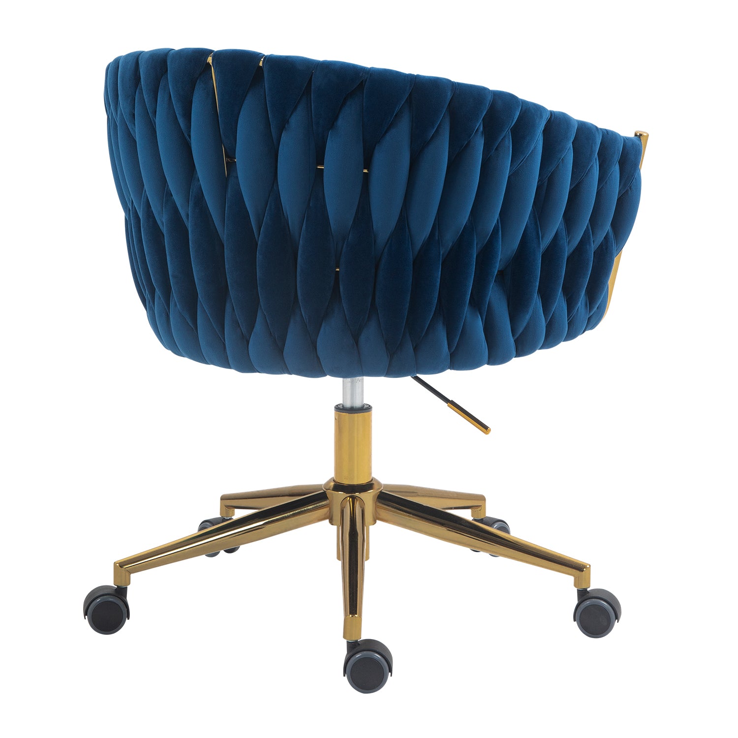 Modern Design The Backrest Is Hand Made Woven Office Chair,Vanity Chairs With Wheels,Height Adjustable,360 Swivel For Bedroom, Living Room Blue Blue Bedroom Foam Modern Office Chairs Foam Velvet