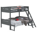 Grey Twin Full Bunk Bed With Built In Ladder Twin Grey Wood Gray Bedroom Transitional Rubberwood Bunk Wood