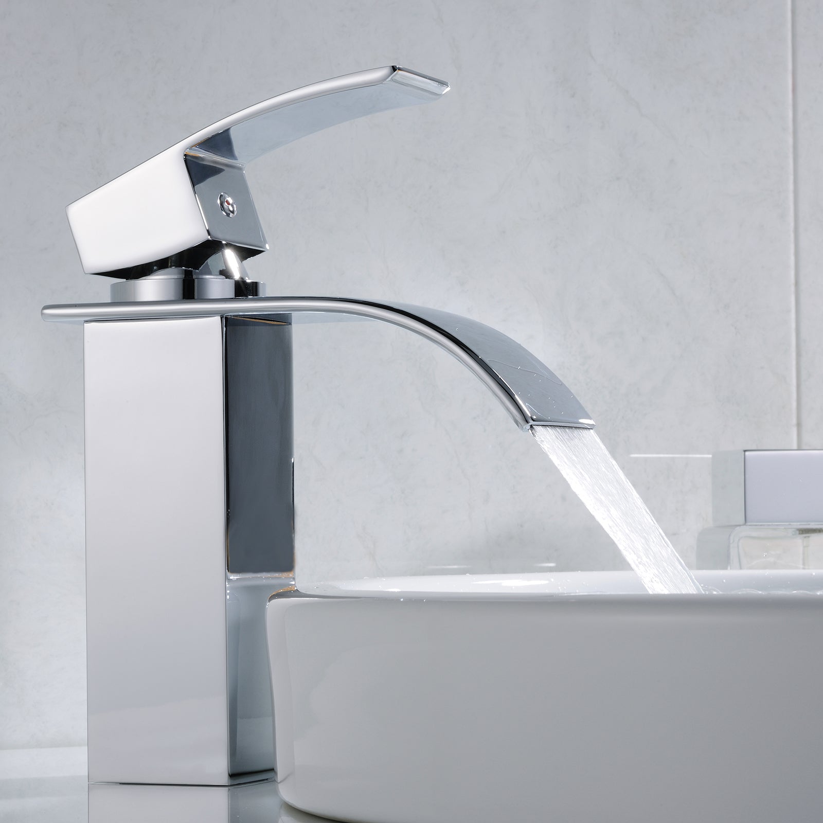 Chrome Bathroom Faucet,Faucet For Bathroom Sink, Single Hole Bathroom Faucet Modern Single Handle Vanity Basin Faucet Bathroom Joystick Geometric One Chrome Side Sprayer Deck Mounted Cartridge Valve Single Hole Faucets Chrome Contemporary 1 Hole Faucets