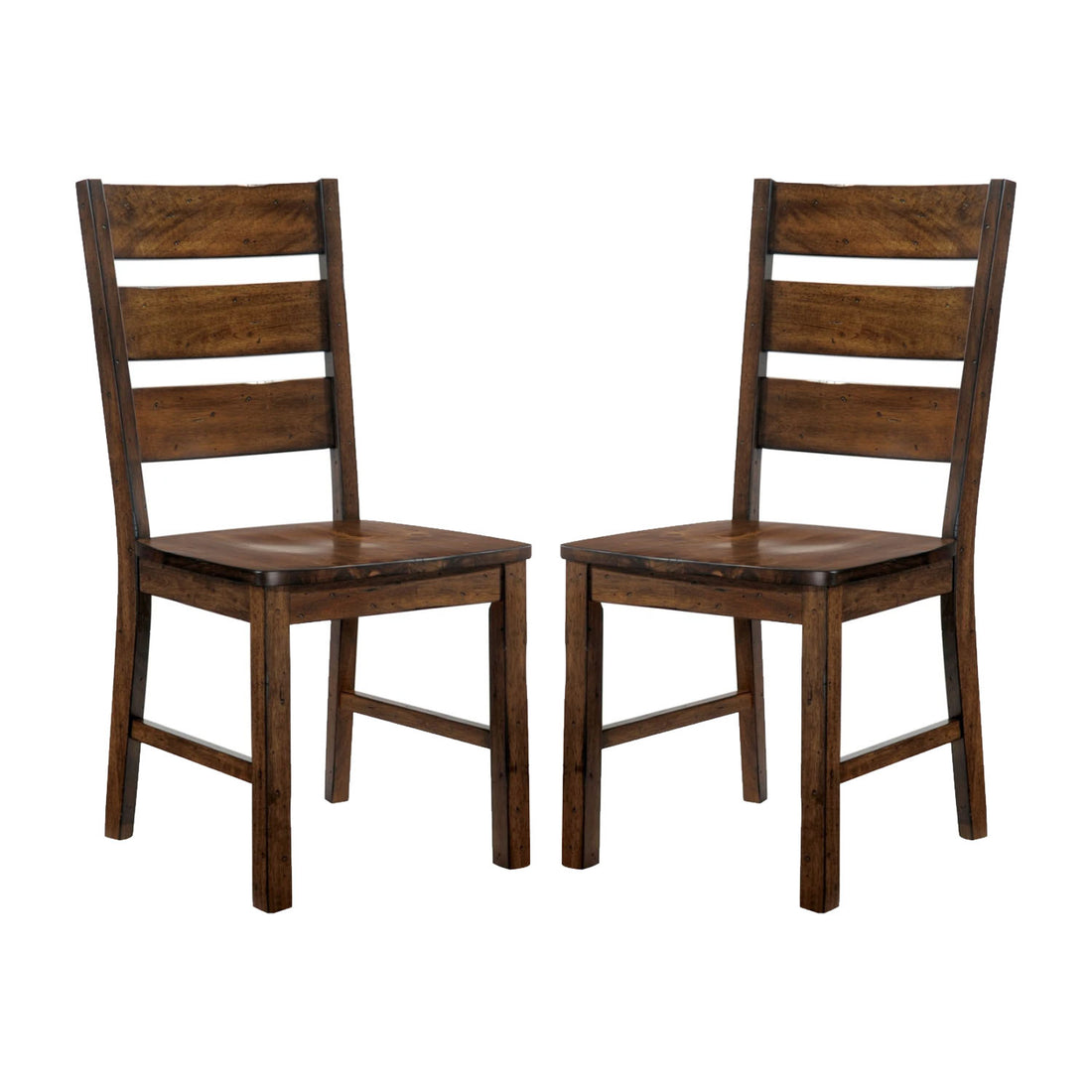 Set Of 2 Wooden Side Chairs In Walnut Finish Walnut Dining Room Dining Chairs Ladder Back Wood