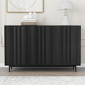 Wave Pattern Storage Cabinet With 2 Doors And 2 Drawers, Adjustable, Suitable For Study,Entrance And Living Room Black Mdf