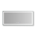 Led Bathroom Vanity Mirror60 X 28 Inch,Front Light,Clock&Room Temp Display,Defog,Stepless Dimming,Night Light,Lights 3 Color Temper Change,Wall Mounted Led Bathroom Mirror 60X28 Silver Aluminum