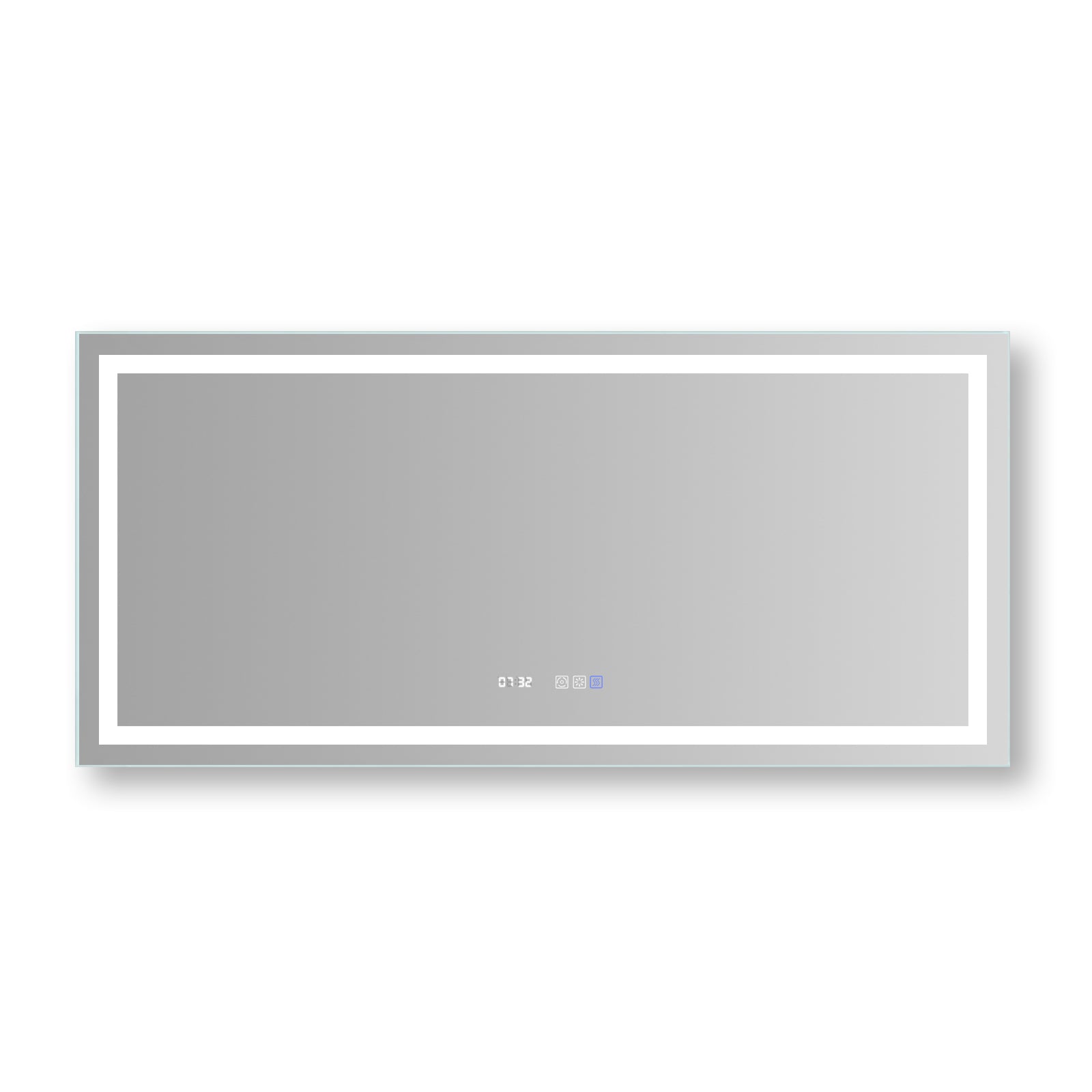 Led Bathroom Vanity Mirror60 X 28 Inch,Front Light,Clock&Room Temp Display,Defog,Stepless Dimming,Night Light,Lights 3 Color Temper Change,Wall Mounted Led Bathroom Mirror 60X28 Silver Aluminum