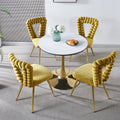Modern Chair Set Of 2 With Iron Tube Legs, Soft Cushions And Comfortable Backrest, Suitable For Dining Room, Living Room, Cafe,Hairball Back Yellow Fabric