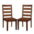 Set Of 2 Wooden Dining Chairs In Oak Finish Oak Dining Room Dining Chairs Ladder Back Wood