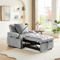 3 In 1 Sofa Bed, Convertible Sleeper Chair Sofa Bed Adjustable Pull Out Sleeper Chair Bed Multi Pockets Folding Sofa Bed For Living Room Bedroom Small Space Grey Grey Velvet 1 Seat