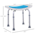 Homcom 6 Level Adjustable Curved Bath Stool Spa Shower Chair Non Slip Design For The Elderly, Injured, & Pregnant Women Blue Aluminum