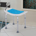 Homcom 6 Level Adjustable Curved Bath Stool Spa Shower Chair Non Slip Design For The Elderly, Injured, & Pregnant Women Blue Aluminum
