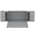 Queen Size Murphy Bed With Shelves, Cabinets And Usb Ports,Gray Queen Gray Mdf Lvl