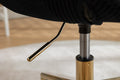 046 Mesh Fabric Home Office 360 Swivel Chair Adjustable Height With Gold Metal Base,Black Solid Black Office Sponge Wipe Clean Modern Office Chairs Tufted Back Foam Adjustable Height Fabric Mesh