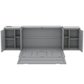 Queen Size Murphy Bed With Shelves, Cabinets And Usb Ports,Gray Queen Gray Mdf Lvl