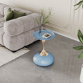 Luxury Design Iron End Table, Minimalist Round Side Table For Small Space Blue Iron