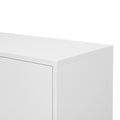 Four Door Metal Handle Storage Cabinet, Suitable For Study, Living Room, Adjustable Shelf White Solid Wood Mdf