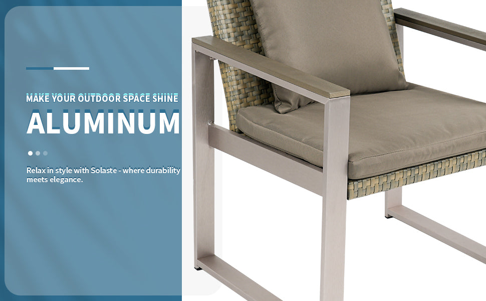 Aluminum And Rattan Modern 4 Piece Sofa Seating Group For Patio Garden Outdoor Yes Complete Patio Set Gray Silver Mildew Resistant Frame Fade Resistant Cushion Garden & Outdoor Modern Complete Patio Sets Aluminium Aluminium