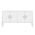 Four Door Metal Handle Storage Cabinet, Suitable For Study, Living Room, Adjustable Shelf White Solid Wood Mdf