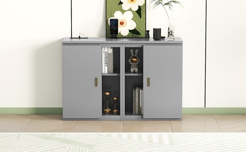 Queen Size Murphy Bed With Shelves, Cabinets And Usb Ports,Gray Queen Gray Mdf Lvl