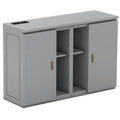 Queen Size Murphy Bed With Shelves, Cabinets And Usb Ports,Gray Queen Gray Mdf Lvl