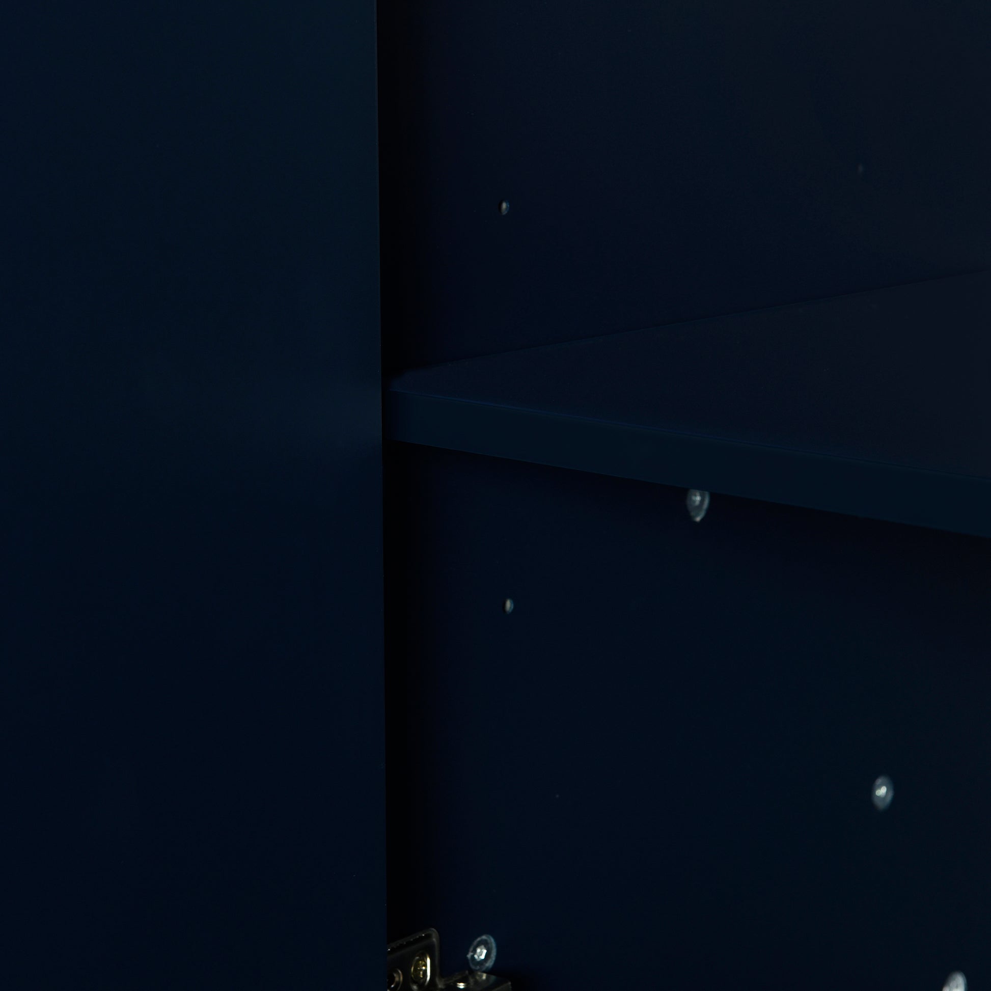 Four Door Metal Handle Storage Cabinet, Suitable For Study, Living Room,Adjustable Shelf Navy Blue Solid Wood Mdf