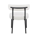 Dining Chairs Set Of 2 Round Upholstered Boucle Dining Room Chairs Mid Century Modern Kitchen Chairs Curved Backrest Chairs For Dining Room Black Metal Legs Iron White Black Dining Room Foam Round Dining Chairs Foam Metal