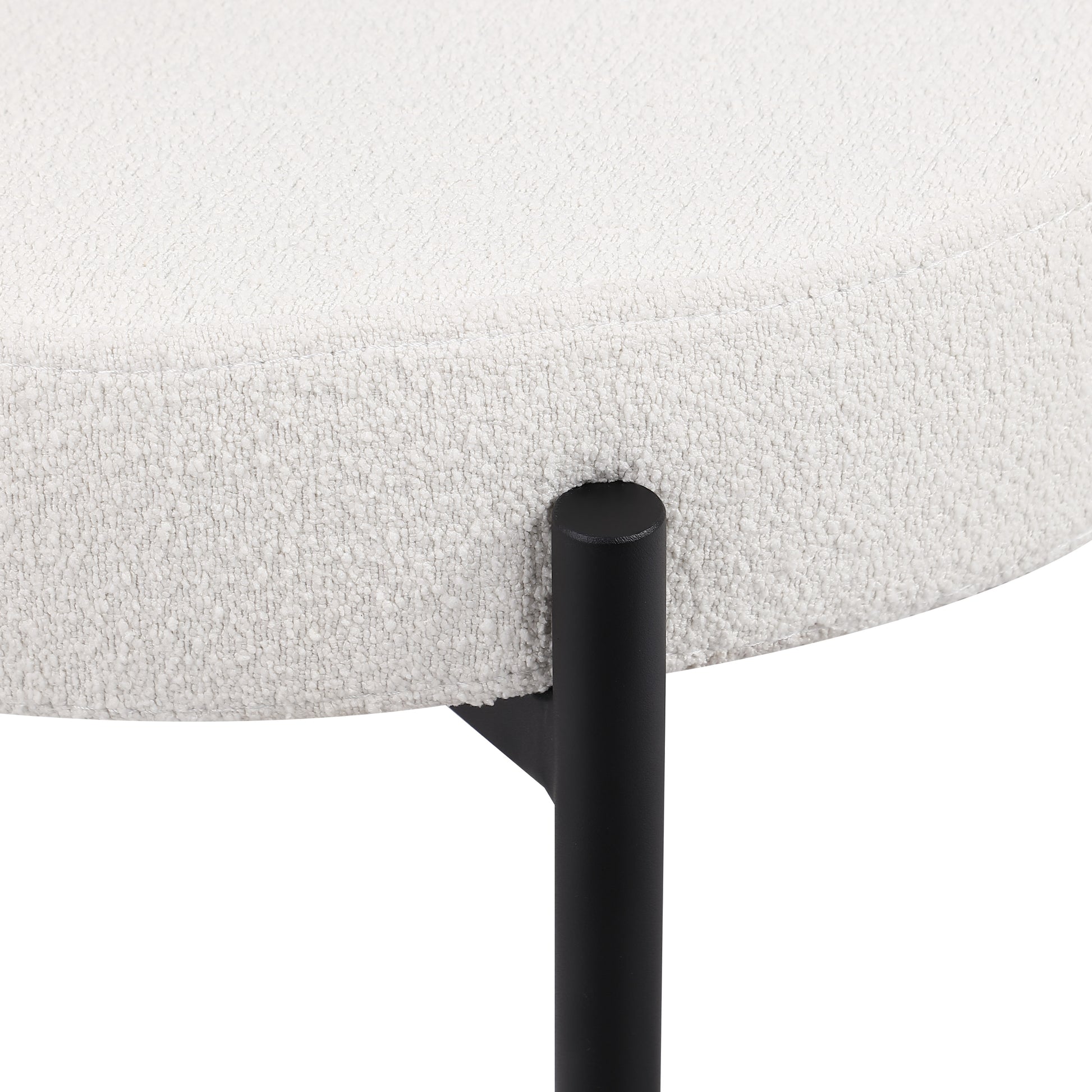 Dining Chairs Set Of 2 Round Upholstered Boucle Dining Room Chairs Mid Century Modern Kitchen Chairs Curved Backrest Chairs For Dining Room Black Metal Legs Iron White Black Dining Room Foam Round Dining Chairs Foam Metal