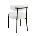 Dining Chairs Set Of 2 Round Upholstered Boucle Dining Room Chairs Mid Century Modern Kitchen Chairs Curved Backrest Chairs For Dining Room Black Metal Legs Iron White Black Dining Room Foam Round Dining Chairs Foam Metal