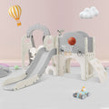 Toddler Slide And Swing Set 7 In 1, Kids Playground Climber Slide Playset With Basketball Hoop Freestanding Combination For Babies Indoor & Outdoor Grey White Hdpe Indoor & Outdoor Use