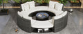 Outdoor Patio Furniture Luxury Circular Outdoor Sofa Set Rattan Wicker Sectional Sofa Lounge Set With Tempered Glass Coffee Table, 6 Pillows,Beige Yes Beige Water Resistant Frame Water Resistant Cushion Garden & Outdoor Sectional Seating Groups Foam
