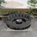 Outdoor Patio Furniture Luxury Circular Outdoor Sofa Set Rattan Wicker Sectional Sofa Lounge Set With Tempered Glass Coffee Table, 6 Pillows, Grey Yes Grey Water Resistant Frame Water Resistant Cushion Garden & Outdoor Sectional Seating Groups Foam