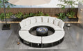 Outdoor Patio Furniture Luxury Circular Outdoor Sofa Set Rattan Wicker Sectional Sofa Lounge Set With Tempered Glass Coffee Table, 6 Pillows,Beige Yes Beige Water Resistant Frame Water Resistant Cushion Garden & Outdoor Sectional Seating Groups Foam