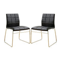 Set Of 2Upholstered Side Chairs In Black And Chrome Solid Black Dining Room Side Chair Faux Leather