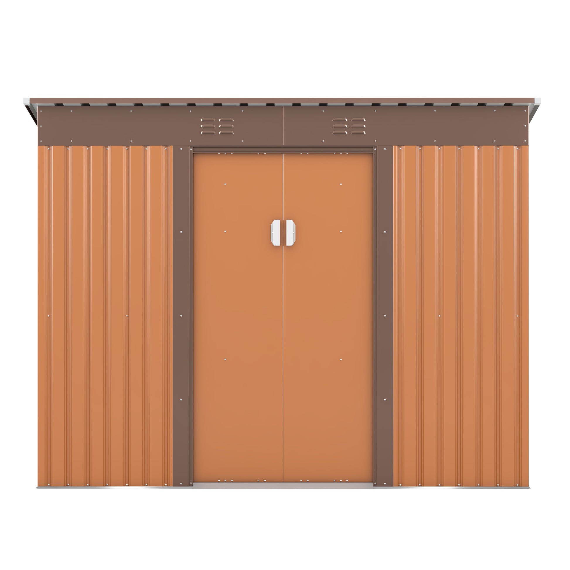 4.2 X 9.1 Ft Outdoor Storage Shed, Metal Tool Shed With Lockable Doors Vents, Utility Garden Shed For Patio Lawn Backyard,Brown Brown Metal