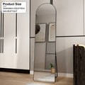 The 4St Generation Of Floor Mounted Full Length Mirrors. Aluminum Alloy Metal Frame Arched Wall Mirror, Bathroom Makeup Mirror, Bedroom Porch, Clothing Store, Wall Mounted.Black 59.8