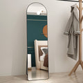 The 4St Generation Of Floor Mounted Full Length Mirrors. Aluminum Alloy Metal Frame Arched Wall Mirror, Bathroom Makeup Mirror, Bedroom Porch, Clothing Store, Wall Mounted.Black 59.8