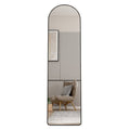 The 4St Generation Of Floor Mounted Full Length Mirrors. Aluminum Alloy Metal Frame Arched Wall Mirror, Bathroom Makeup Mirror, Bedroom Porch, Clothing Store, Wall Mounted.Black 59.8