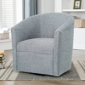 Lainey Indigo Swivel Barrel Chair Blue Modern,Transitional Foam Polyester