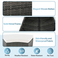 Outdoor Patio Furniture Luxury Circular Outdoor Sofa Set Rattan Wicker Sectional Sofa Lounge Set With Tempered Glass Coffee Table, 6 Pillows,Beige Yes Beige Water Resistant Frame Water Resistant Cushion Garden & Outdoor Sectional Seating Groups Foam