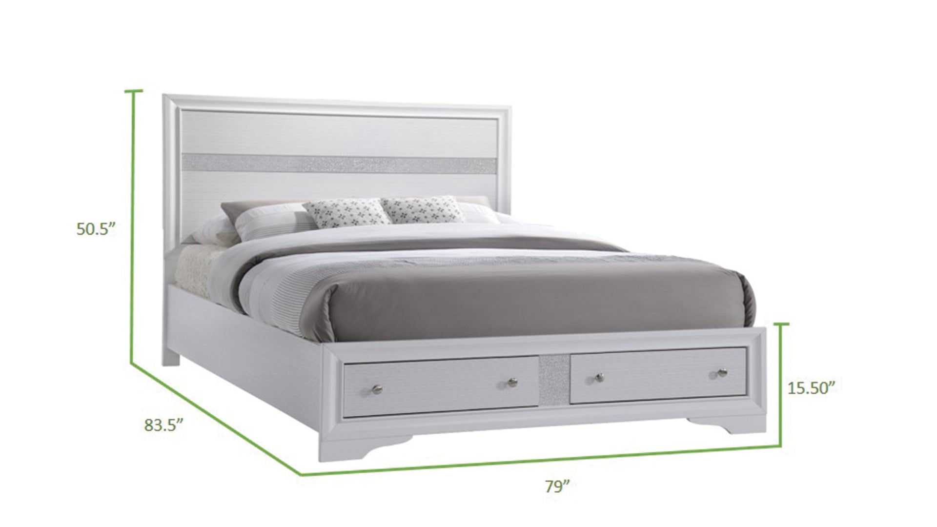 Matrix Traditional Style King 5Pc Storage Bedroom Set Made With Wood In White Box Spring Not Required King White Wood 5 Piece Set Bedroom Bed Included,Chest Included,Dresser Included,Mirror Included,Nightstand Included Traditional Solid Wood Mdf Tufted