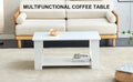 A Modern And Minimalist White Double Layered Rectangular Coffee Table And Coffee Table. Mdf Material Is More Durable And Suitable For Living Rooms, Bedrooms, And Study Rooms. 19.6