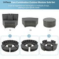 Outdoor Patio Furniture Luxury Circular Outdoor Sofa Set Rattan Wicker Sectional Sofa Lounge Set With Tempered Glass Coffee Table, 6 Pillows, Grey Yes Grey Water Resistant Frame Water Resistant Cushion Garden & Outdoor Sectional Seating Groups Foam