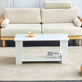 A Modern And Minimalist White Double Layered Rectangular Coffee Table And Coffee Table. Mdf Material Is More Durable And Suitable For Living Rooms, Bedrooms, And Study Rooms. 19.6