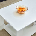 A Modern And Minimalist White Double Layered Rectangular Coffee Table And Coffee Table. Mdf Material Is More Durable And Suitable For Living Rooms, Bedrooms, And Study Rooms. 19.6
