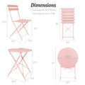 3 Pieces Patio Bistro Balcony Metail Chair Table Set Pink Yes Pink Rust Resistant Frame Fade Resistant Cushion Foam Metal