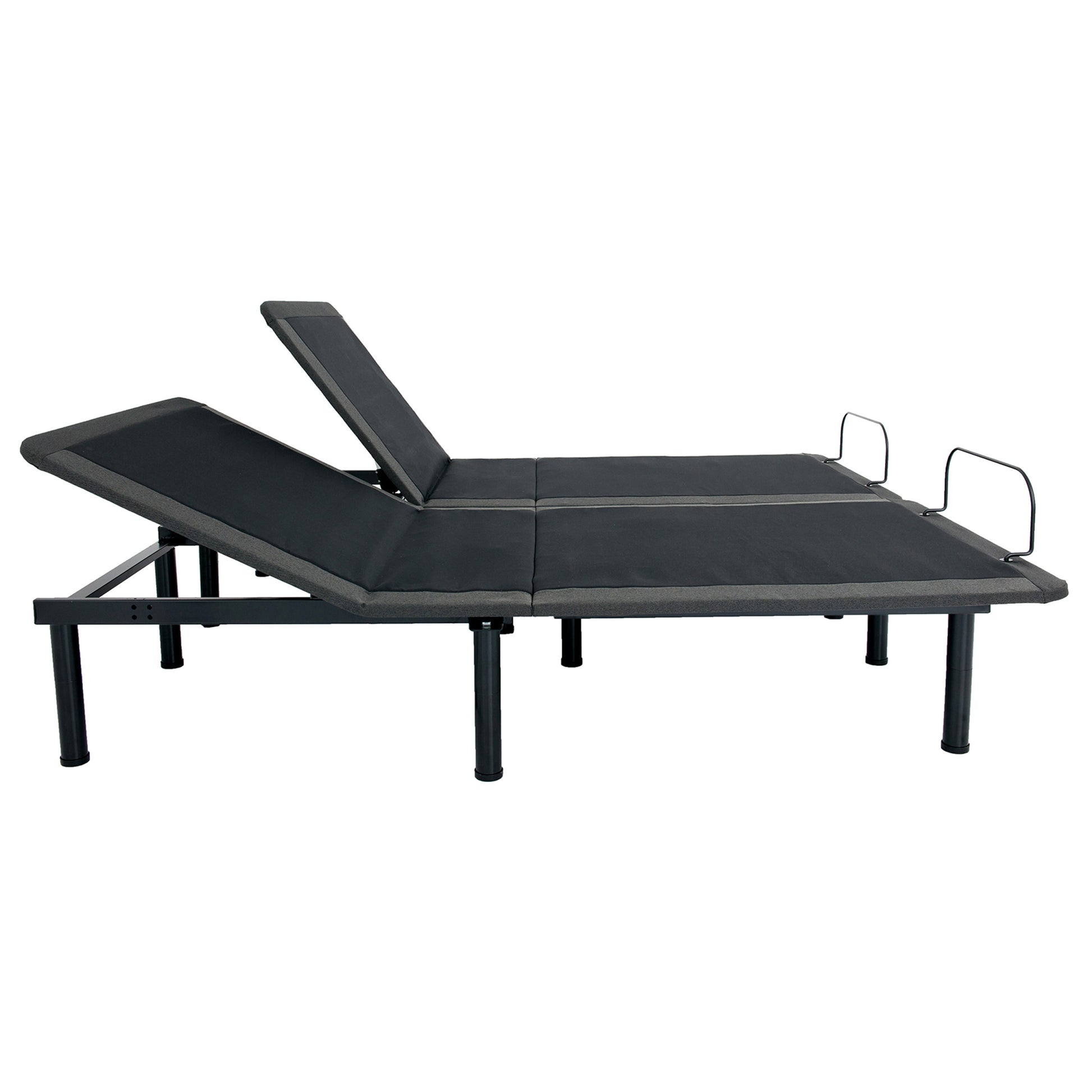 King Size Flex Head Quick Assembly Adjustable Bed Frame With Voice Activated Controls Split King Black Steel Steel