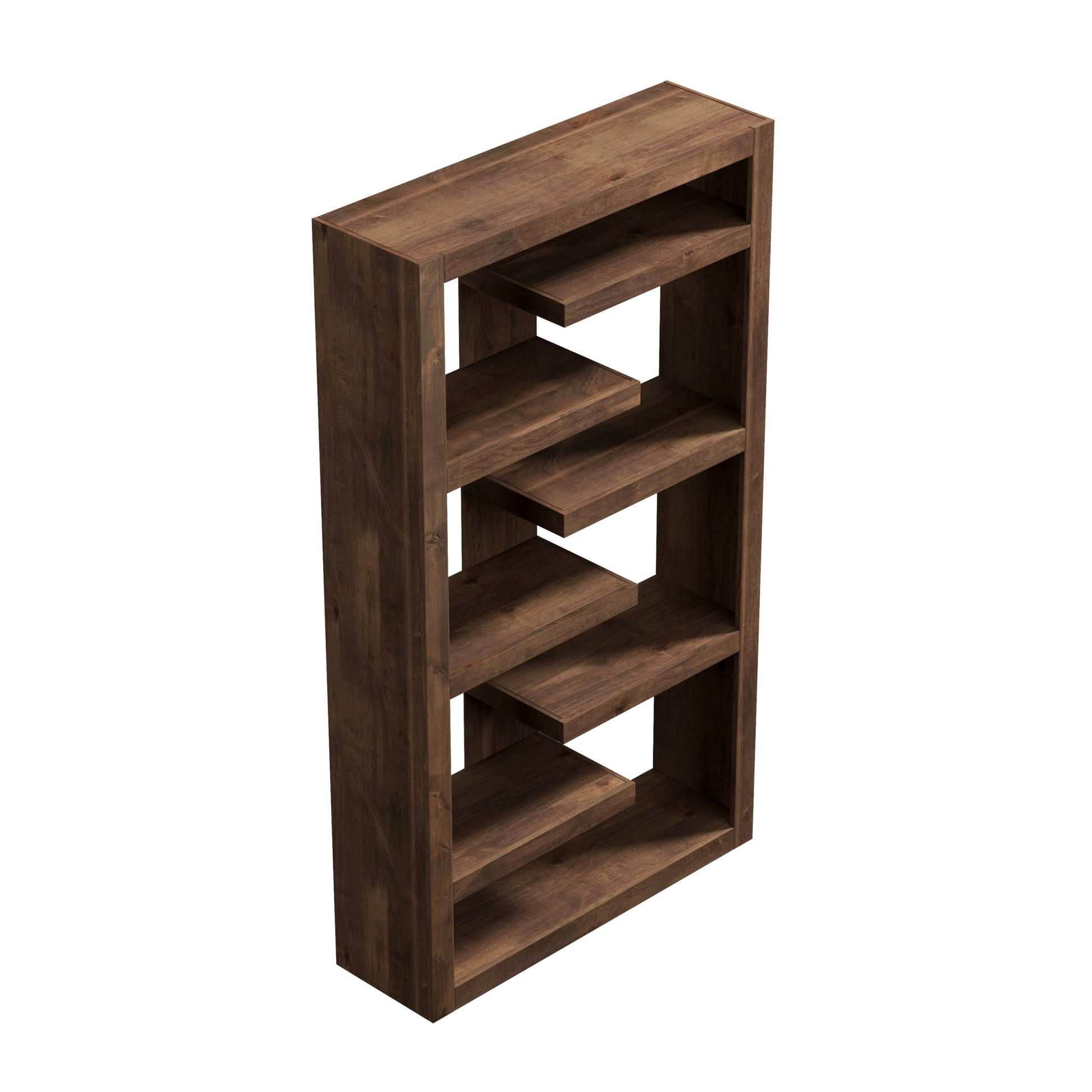 Sausalito 72 Inch High 6 Shelf Bookcase, No Assembly Required, Whiskey Finish 6 Brown Brown Standard Horizontal Office Open Back Wood Modern,Rustic Alder Wood