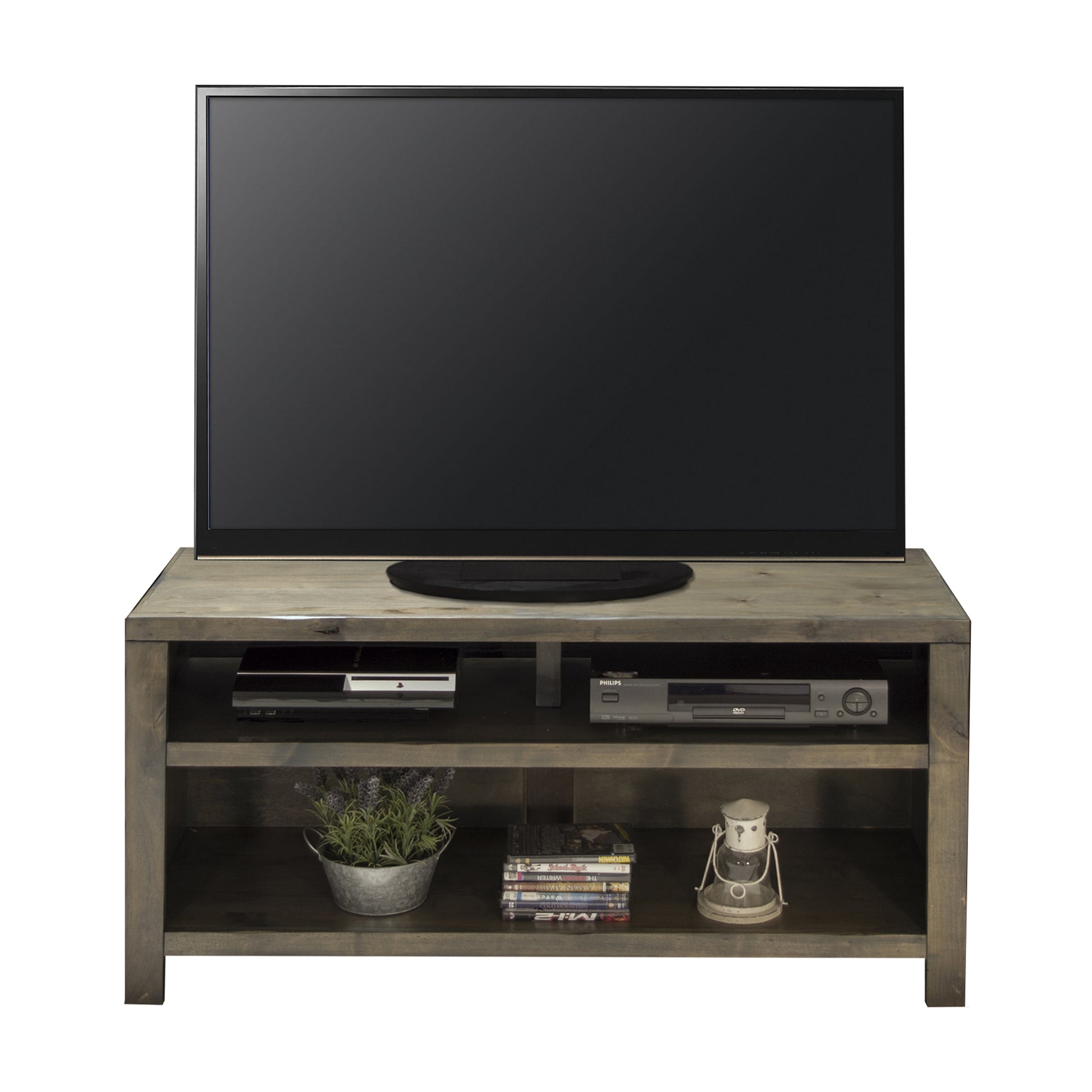 Joshua Creek 48 Inch Tv Stand For Tvs Up To 55 Inches, No Assembly Required, Barnwood Finish Light Brown Brown Primary Living Space 40 49 Inches 50 59 Inches Rustic,Transitional Alder 55 Inches Wood