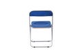 Blue Clear Transparent Folding Chair Chair Pc Plastic Living Room Seat Zdy Lan 2 Blue Steel