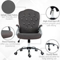 Vinsetto Home Office Chair, Velvet Computer Chair, Button Tufted Desk Chair With Swivel Wheels, Adjustable Height, And Tilt Function, Dark Gray Gray Polyester