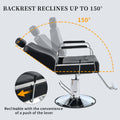 Premium Reclining Barber Chair Salon Chair For Hair Stylist With Heavy Duty Hydraulic Pump, 360 Rotation, Tattoo Chair Shampoo Beauty Salon Equipment, Max Load Weight 400 Lbs, Black Black Pu